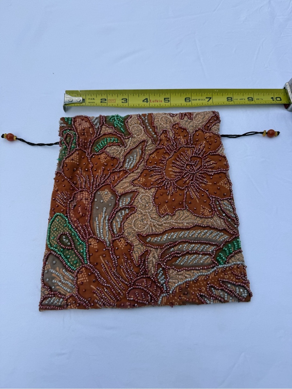 DUO Beaded Drawstring Pouch Bag Boho Ethnic Beadwork